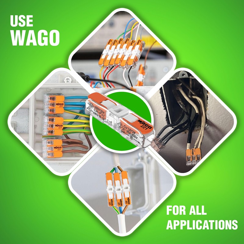 WAGO 221-2401 20pc Inline Compact Splicing Wire Connectors | Includes