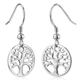 MATERIA Women's Drop Earrings Sterling Silver Celtic Tree of Life Rhodium-Plated with Gift Box #SO-99