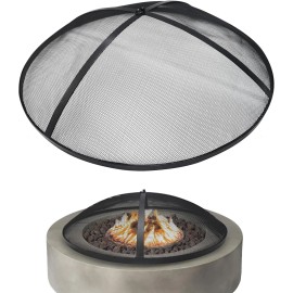 FEBTECH 36" Round Fire Pit Spark Screen Lid with Hook for Outdoor Fire Pits