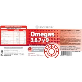 HEALTHADDICTION - 2 Pack Suplemento Omega 3, 6, 7 y 9 con Aceite de Pescado, Linaza, Oliva y Vitamina E 120-120 Cpsulas de 760mg cu                   