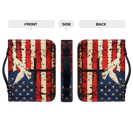 Leather Bible Cover Case for Men Women Medium Bible Journal Bible Bag Large Bible Case with Leather Bookmarks,Christian Gifts,Dove Cross American Flag,XL