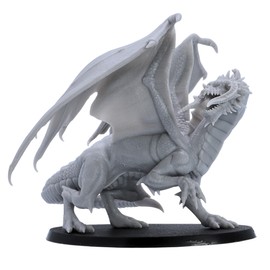 Adult Black Dragon – Fantasy Dragon Miniature with 125mm Wingspan | 32mm Scale Epic Miniatures | DnD, Pathfinder, RPGs, Wargames | Resin Unpainted Model | Collectors & Gamers