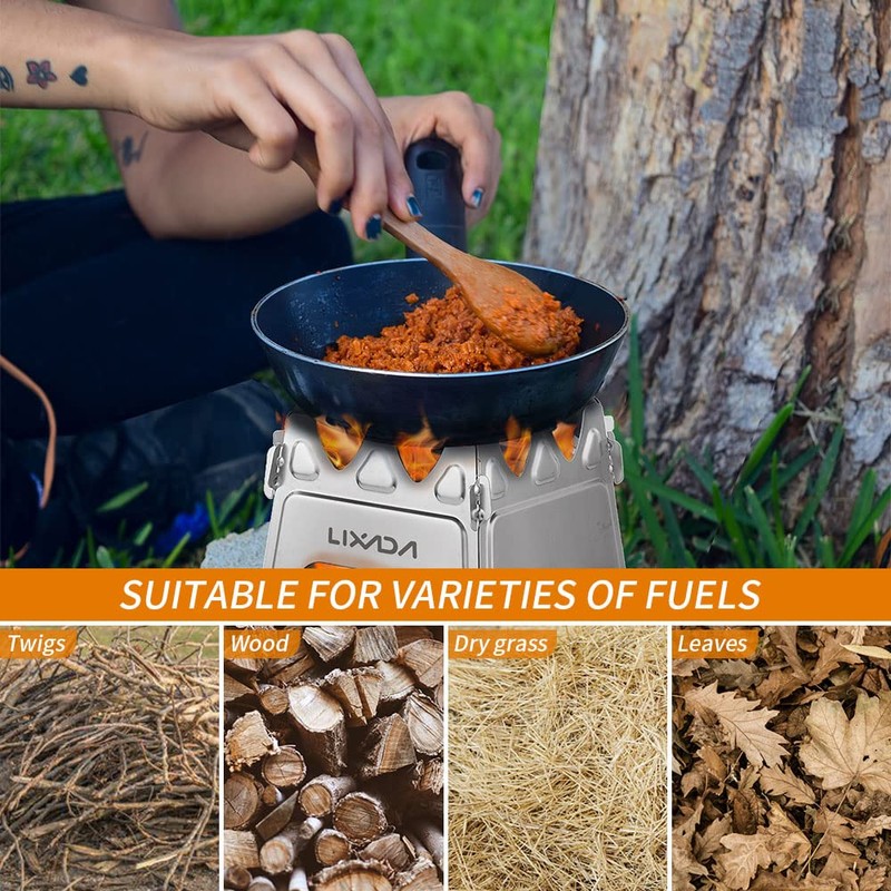 Lixada Camping Wood Stove Folding Lightweight Stainless Steel Wood Burning