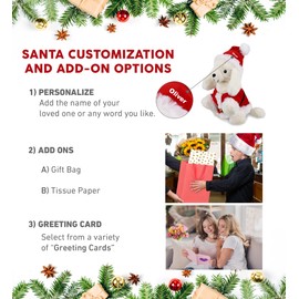 DolliBu Santa White Poodle Dog Stuffed Animal Plush Toy - Soft Plush Dress Up with Red Santa Claus Outfit, Cute Poodle Pet Gift, Perfect Holiday with Name Personalization - 8.25 Inch