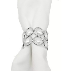 NST Silver color metal and crystal napkin rings  - 4 pieces 1.75 inch diameter