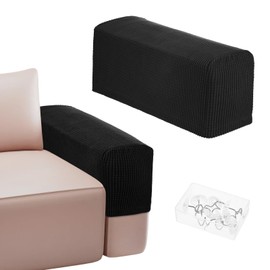 M METERXITY Couch Arm Covers, for 17.71 to 20" Length Stretch Sofa Armrest Covers Anti-Slip Armchair Slipcovers for Chairs/Couch/Recliner, Washable Furniture Armrest Protector[Black]