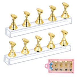 KOLZEMV Set of 2 Nail Stands, Acrylic Nails Art Practice Stand, Magnetic Nail Tips Holder Training Fingernail Display Stand, Nail Tips Holder for Nail Tips Exercise