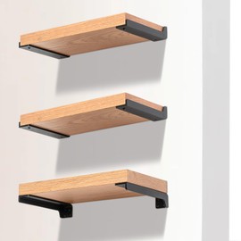 Corner Shelf Brackets，Hidden Shelf Brackets, Floating Shelf Bracket , Heavy Duty Brackets Max Load100LBS, Matte Black，New Release Style, Rust Free (6 INCH-6PACK)