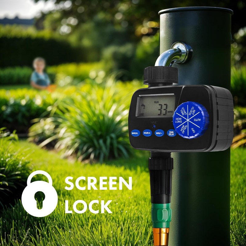 Green Blue Irrigation Control, Electronic Watering Timer with IP55 Protection,