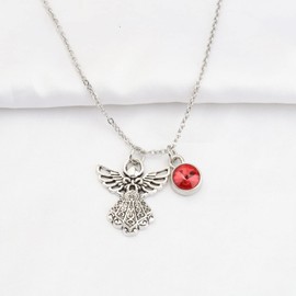 BNQL Guardian Angel Birthstone Necklace 12 Months Birthstone Pendants Angel Necklace Birthstone Jewelry for Women (July)