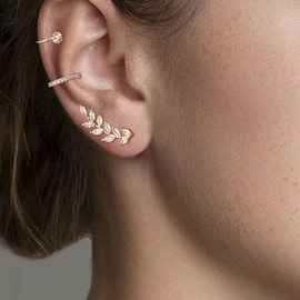 Stocking Stuffers Ear Cuff Earrings for Women Non Piercing Rhinestones Earrings Leaf Ear Cuff Fake Earrings for Girls