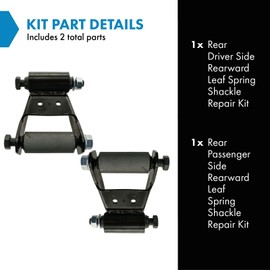 TRQ Rear Leaf Spring Shackle Repair Kit Pair Compatible with F150 F250 Pickup Truck E150 E250