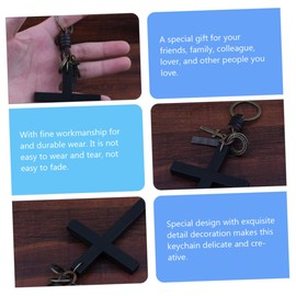 NOLITOY Retro Leather Cross Keychain Religious Symbol Perfect Pendant for Everyday Use