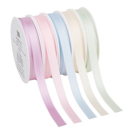Set of 5 Satin Ribbon Pastel Ribbon 3 m x 1 cm roll wedding bridal gift party