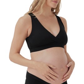 Pact Organic Cotton Maternity Nursing Bralette for Breastfeeding - Stretchy, Wireless Black