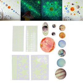 14 Glow in the Dark Stars, Solar System Wall Stickers, Luminous Ceiling Decoration for Children's Room, Living Room, Classroom, Children's Room (Mini Solar System)