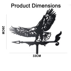 Garden Decor Weather Vane - Black Ornamental Wind Direction Pointer for the Garden, Eagle Metal Weather Vane, Roof/Courtyard/Outdoor/Garden Decoration(Flying Eagle)