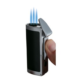 Visol Aleus Black Matte Triple Jet Cigar Lighter with Built-in Punch