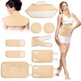 OURGLE Castor Oil Pack Wrap for Women, 9 Pcs Reusable Organic Cotton Kit with Adjustable Elastic Straps – Effective Hot/Cold Compress for Neck, Chest, Waist, Back, Knee & Feet Hot/Cold Therapy