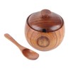 1Pc Solid Wood Spice Jar Seasoning Pot Sugar Bowl with