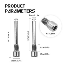 Hoypeyfiy Y8J798060 Bike Brake Caliper Bolts Screw Kit, M4 x 26mm Bicycle Disc Brake Pads Fixing Screw with Circlips Threaded Pins Replacement for Shimano Disc Brakes Lightweight Titanium Alloy