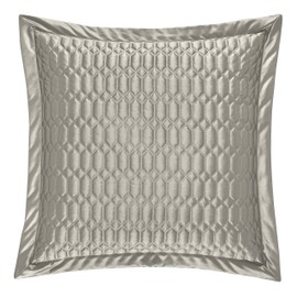 Five Queens Court Saranda Satin Geometric Quilted Euro Pillow Sham, Silver