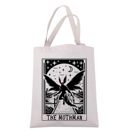 JXGZSO Mothman Tarot Tote Canvas Bag Cryptozoology Gift Mothman Cryptid Handbag Gift Mothman Monster Merch, Mothman Tarot Tote Bag, Large