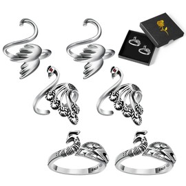 6 pcs Adjustable Knitting Crochet Rings Supplies - Alloy Peacock Pattern Stitch Markers Crocheting Accessories ,Yarn Holder Counter Finger Ring Guide Tags Pins for Hand Weaving Hook Line