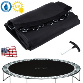 SPORTYOUTH Round Trampoline Mat Replacement For 15ft 14ft Frame 72 - 96 Rings 6.5" Spring - 15' w/96 V-rings & 6.5" Springs