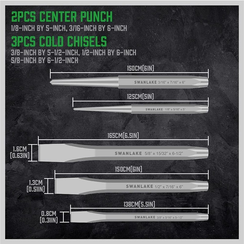 16-Piece Precision Punch & Chisel Set - Taper Punch, Pin