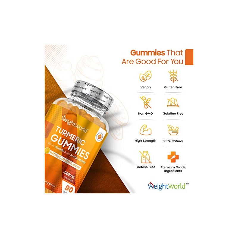 Turmeric and Black Pepper Gummies with Ginger 2100mg - 90