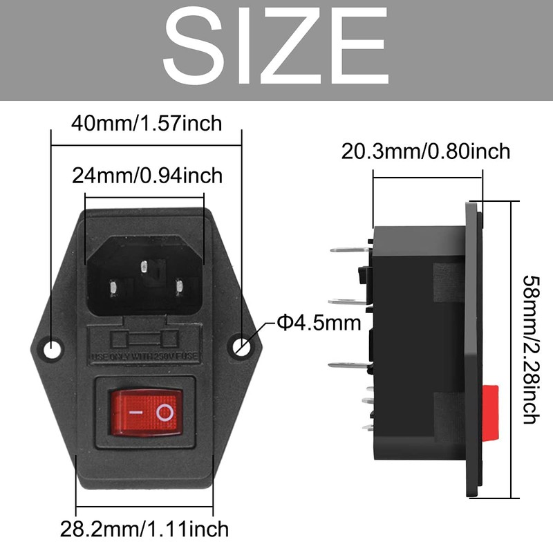Xiatiaosann 3 PCS Inlet Module Plug, Rocker Switch Power Socket