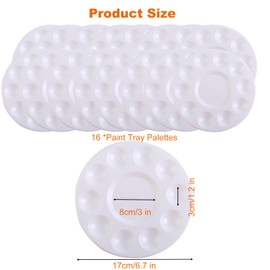 16Pcs Paint Palette, Paint Tray Palettes Round Plastic Tray for Adults, Paint Pallet Painting Supplies for Craft Art Acrylic Watercolor Oil Painting, White