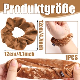 Women's Hair Bobbles, Velvet Hair Scrunchies, Soft Elastic Hair Bands, Hair Accessories for Girls, Women, Hair Accessories (Champagne Beige)