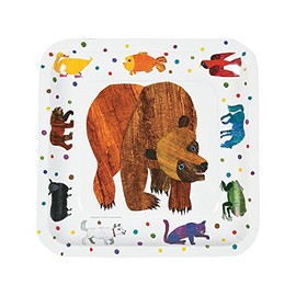Fun Express World of Eric Carle Brown Bear What Do You See Square Paper Dessert Plates - Decorations Disposable Paper Plates - Tableware for Birthday Party Baby Shower - Party Supplies - 8 Pieces