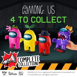 P.M.I. Among Us Action Figure | One of Four 6.7-Inch-Tall Among Us Toys + 5 Hidden Hats & Accessories| Among Us Party Favors and Playable Collectibles | Red Crewmate Among Us Toy