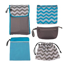 J.L. Childress Organizador de bolsas de pañales, juego de 5 piezas, Grey/Chevron