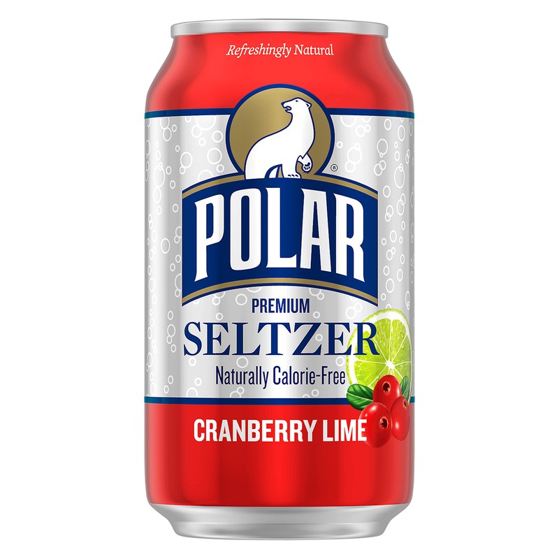Polar Seltzer Water Cranberry Lime, 12 fl oz cans, 18