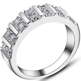 Jude Jewelers Stainless Steel Cubic Zircon Eternity Wedding Engaegment Band Ring (Silver, 5)