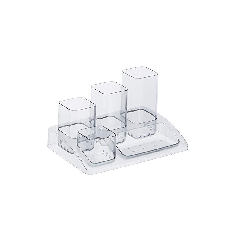 Rotho SOHO Plastic (PS) BPA Free Clear Plastic Pen Holder