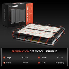 Frankberg Air Filter Insert Filter Compatible with Qashqai II SUV J11 J11 1.3L Diesel 2018-2024 Kadjar HA HL 1.5L 1.6L Diesel 2015-2024 Replace# 165464EA0C