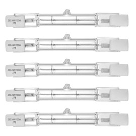 Halogen Lamp R7S 78 mm T3 100 W 1000 lm Warm White 2700K Type J Double-Sided Linear Headlight Lamp 360º Beam Angle 230 V for Work, Safety, Street Lights (Pack of 5)