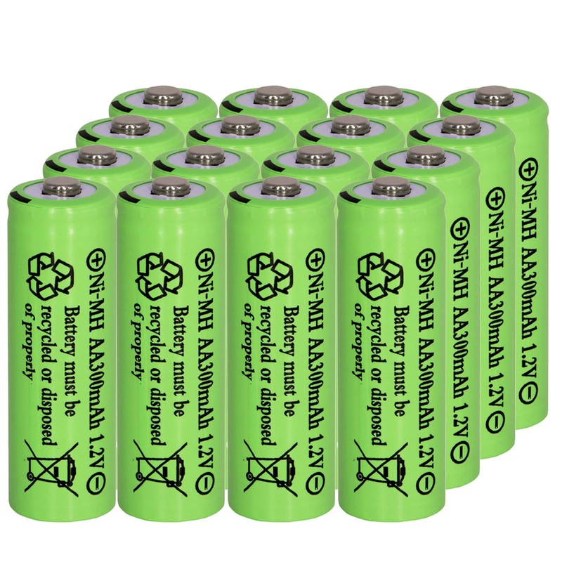 Yibatopow 16 Packs1.2V AA 300mAh Solar Lights Batteries Ni-MH Rechargeable