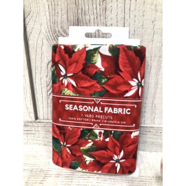 David Textiles Seasonal Fabric Poinsettias Precut 1- Yard 100% Cotton David Textiles New