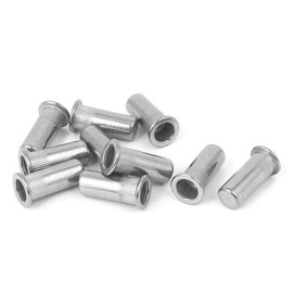 sourcing map M6x23mm 304 Stainless Steel Straight Knurled Closed End Rivet Nut Fastener 10pcs