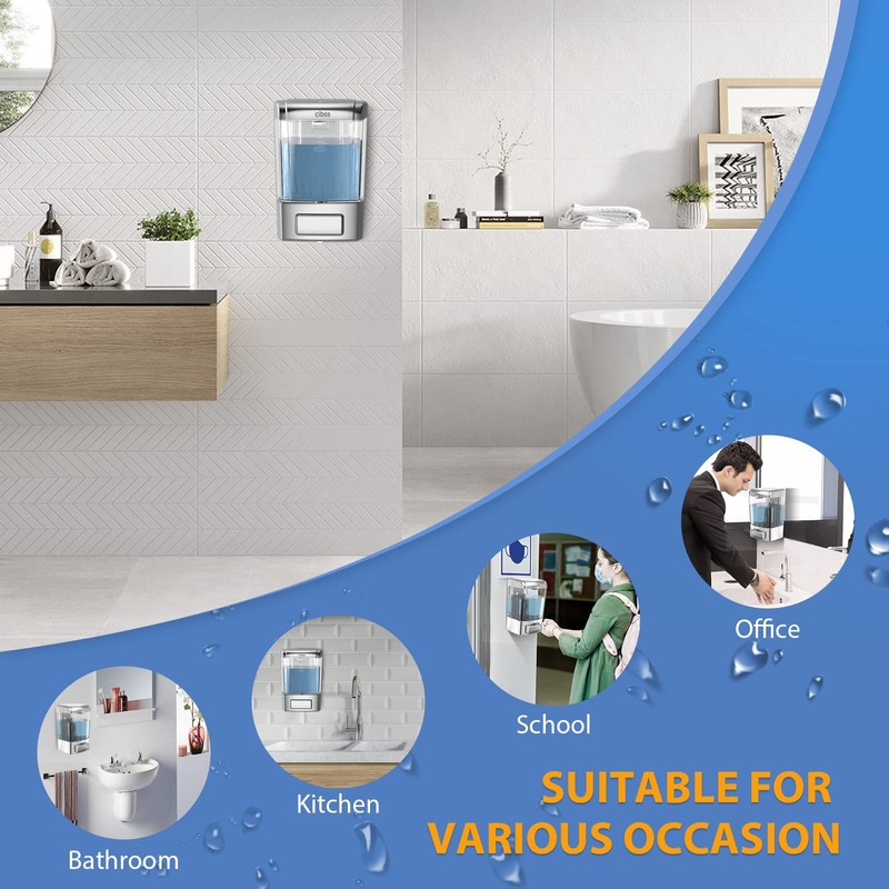 CIBSS Manual Soap Dispenser, 23.7oz/700ml Wall Mount Soap Dispenser, Large
