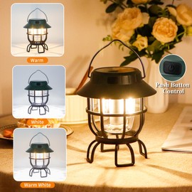 TRIROCKS Set of 2 LED Solar Camping Lantern Dimmable Rechargeable Lantern IPX3 Water-Resistant Portable Emergency Lights Outdoor Camping Lights for Camping Home Power Outage Hurricane Hiking (Green)