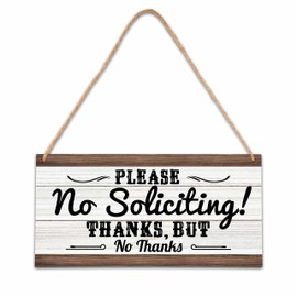 No Soliciting Sign For Front Door, Do Not Knock or Ring Doorbell Wooden Sign, Baby Room Nursery House Bedroom Rustic Hanging Sign, House Warming Gift, Set of 1 Wooden Sign with Rope -A10