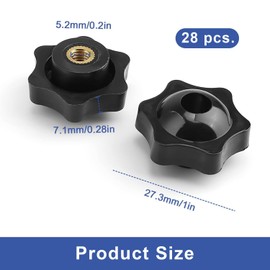 0XBIT Star Grip Nut M6, Pack of 25 Knurled Nut M6, Wing Nut M6, Star Grip Screw M6, Suitable for Machines and Devices, Furniture, Fitness Equipment, Electronic Devices