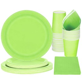 Party Tableware 96 Pieces Green Kids Birthday Girls Party Decoration Accessory Set Paper Tableware Set